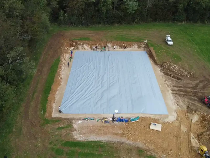 Installation of a 1200 m3 flexible tank – agricultural effluents